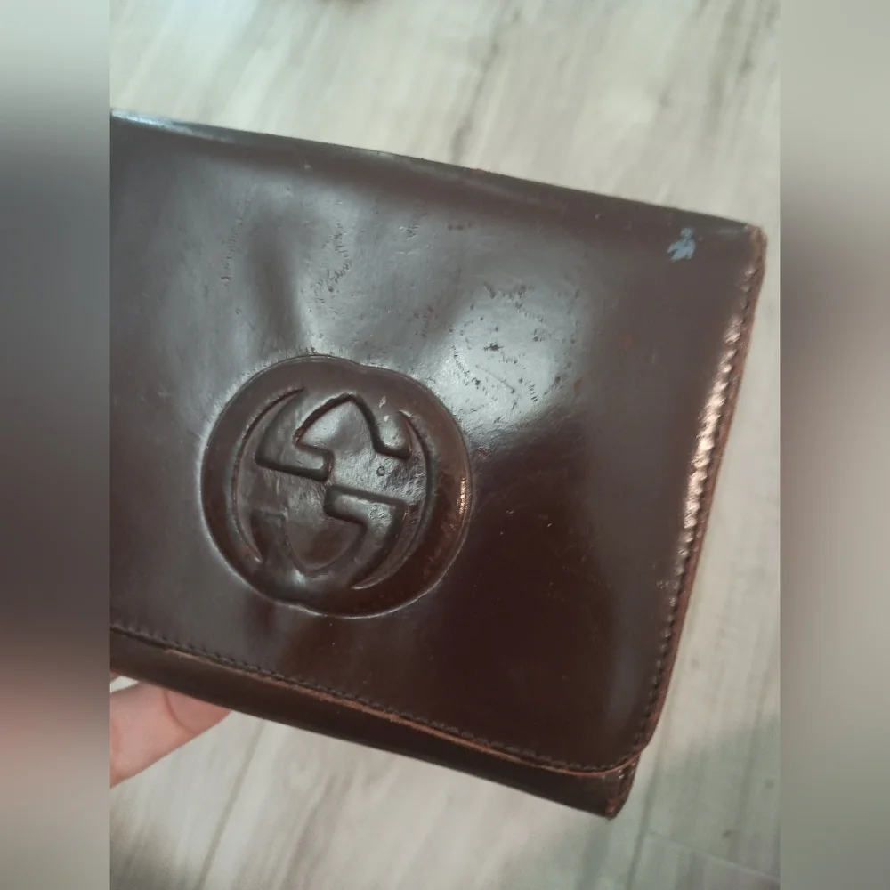 Authentic GUCCI Logo  leather bag bifold wallet-RARE - Picture 5 of 14